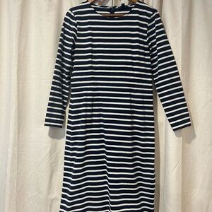 J. Crew Navy and White Long Sleeve Dress